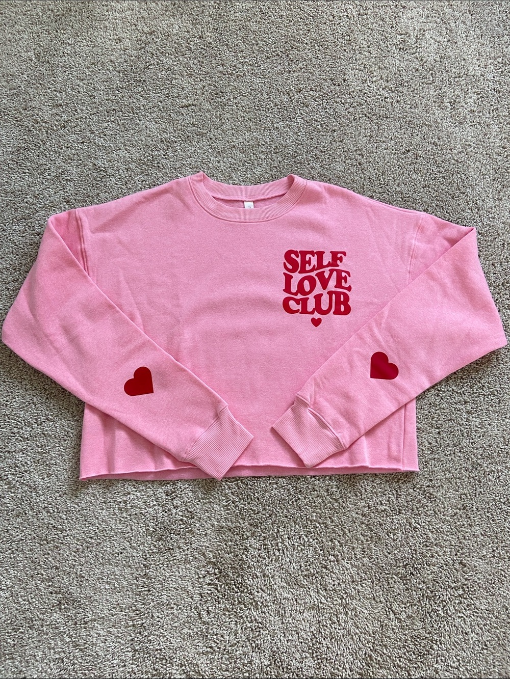 Protrend • Pink Cropped Self Love Club Sweatshirt